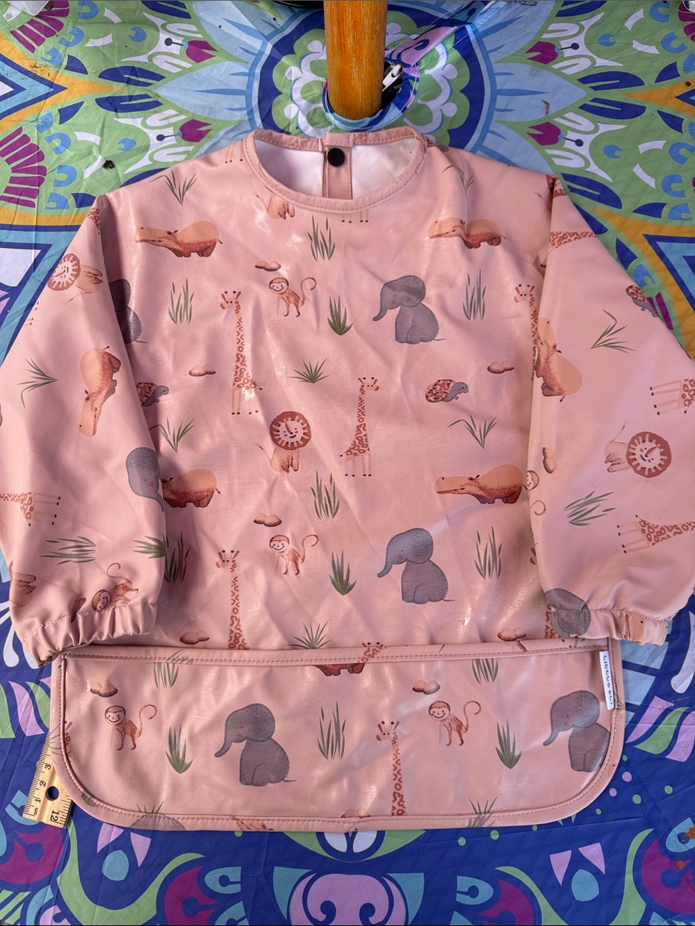 Kids Long-Sleeve Waterproof Art Smock - Pink Safari Print